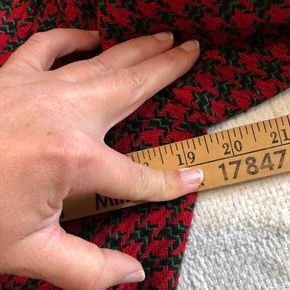 VTG Y2K Joujou Houndstooth Wool Blend Peacoat Red Black Tag L (Fit M) Holiday - Picture 13 of 15